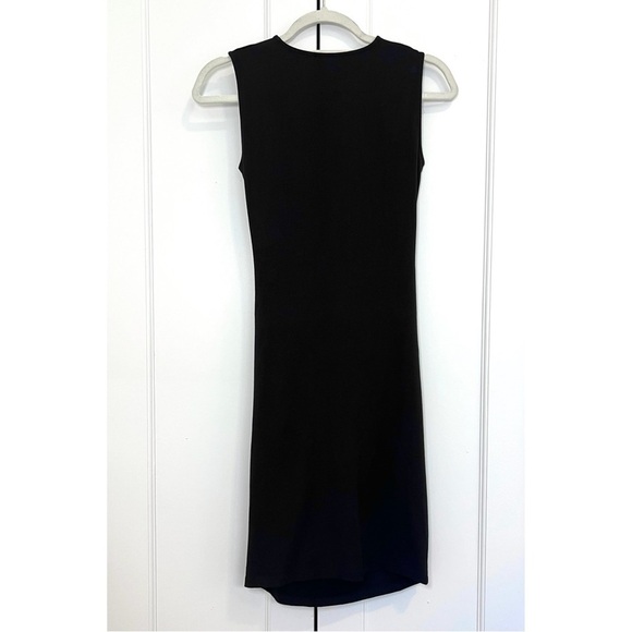 Theory Gathered Sleeveless Dress in Stretch Cotton-Modal - Black / Size S - Picture 3 of 4